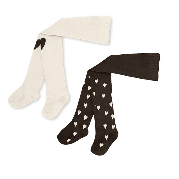 Konges Slojd Mon Amour/ Brown Heart 2 Pack Jacquard Tights