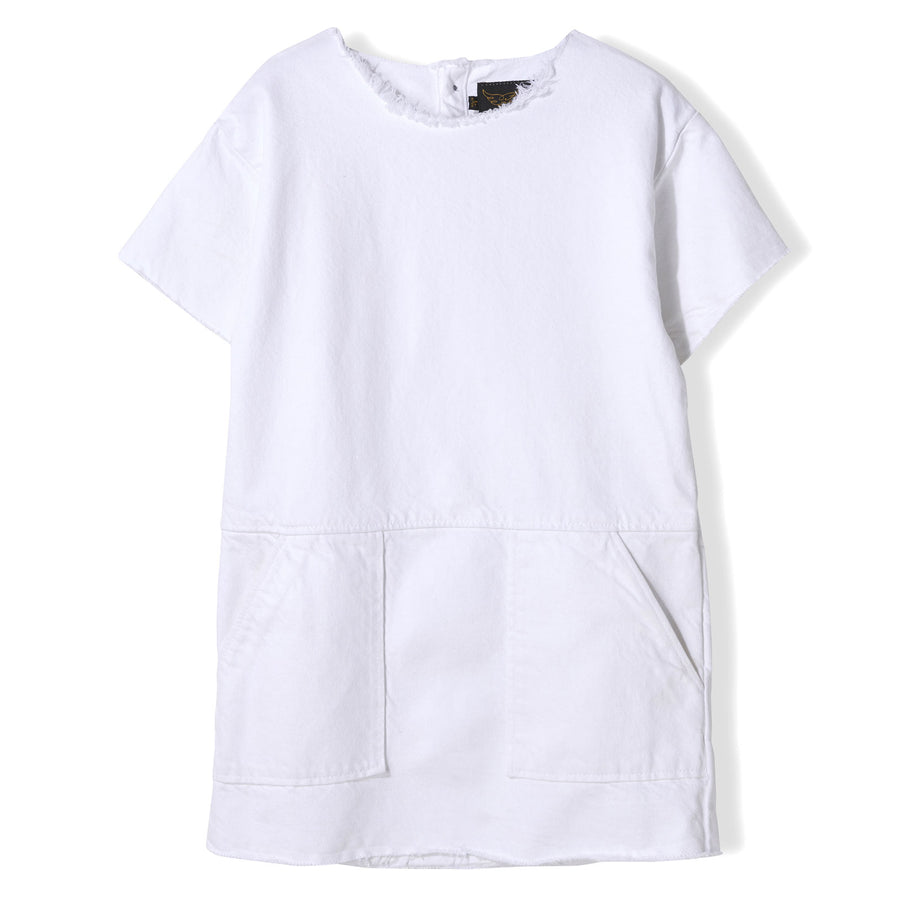 Finger in the Nose White Canvas Shift Dress