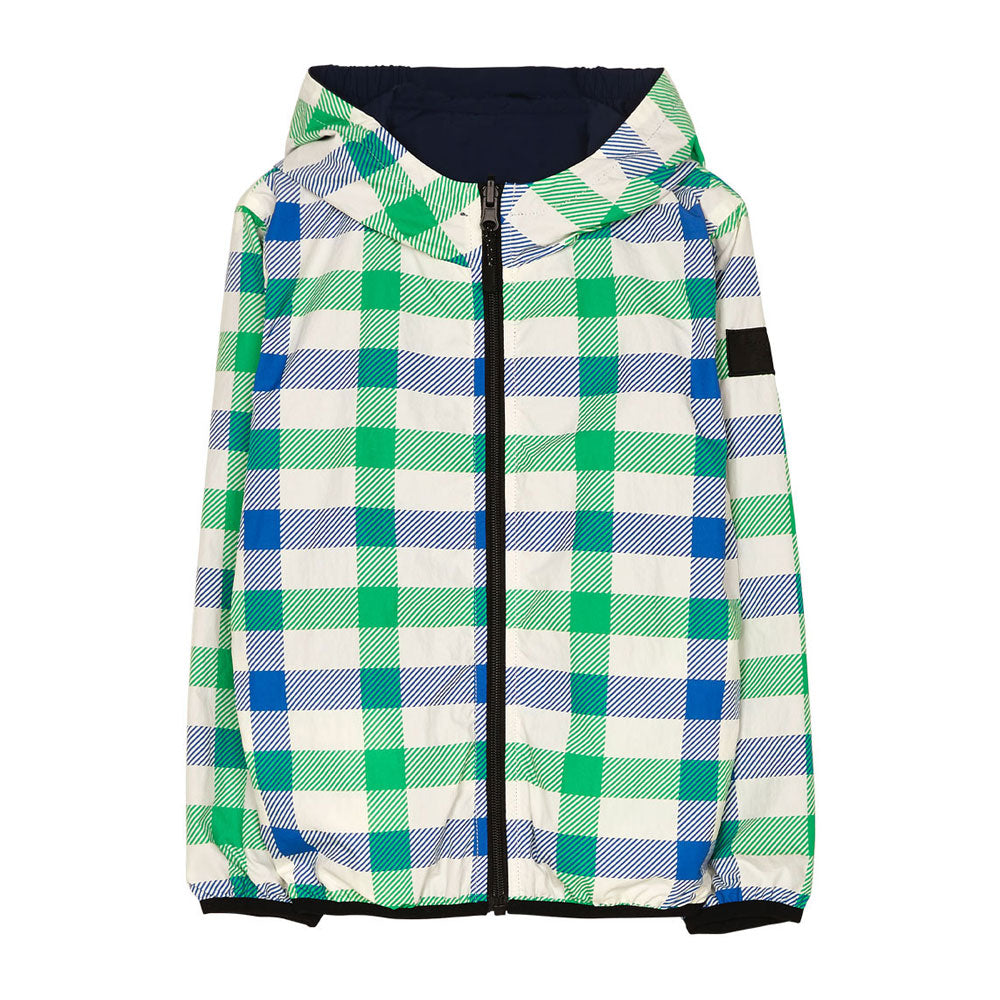 Finger in the Nose Buckley Wind Navy Blue Checkers Reversible Hooded Jacket