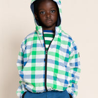 Finger in the Nose Buckley Wind Navy Blue Checkers Reversible Hooded Jacket