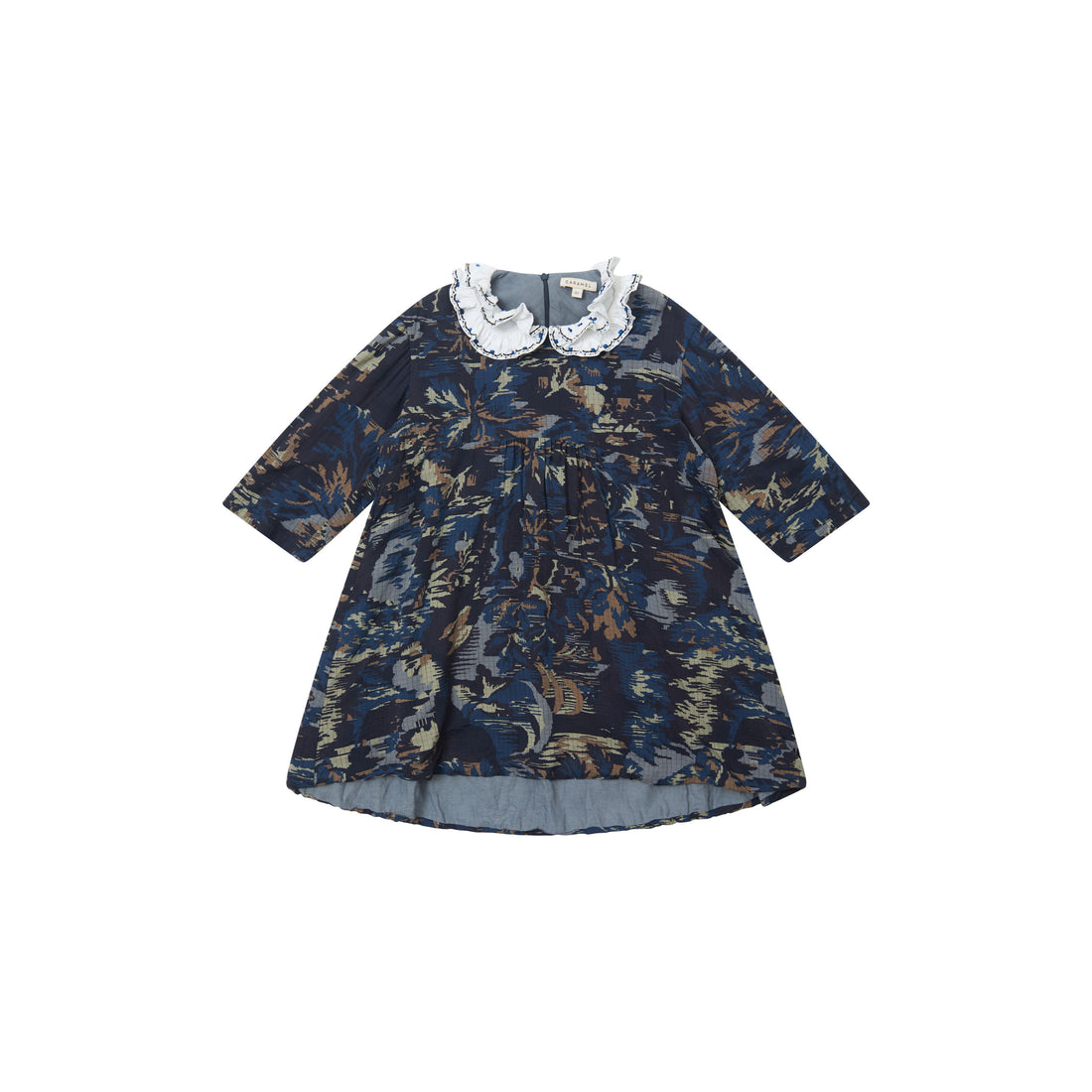 Caramel Blue Floral Tapestry Buddleia Dress