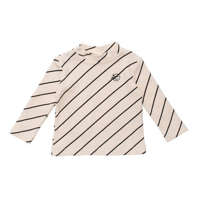 WYNKEN Baby Demi Turtle Neck - Milk Diagonal Stripe