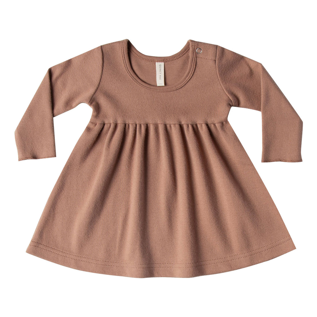 Quincy Mae Longsleeve Baby Dress - Clay