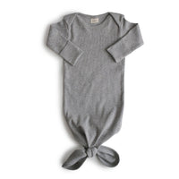 Mushie Ribbed Knotted Baby Gown - Grey Melange