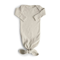 Mushie Ribbed Knotted Baby Gown - Ivory