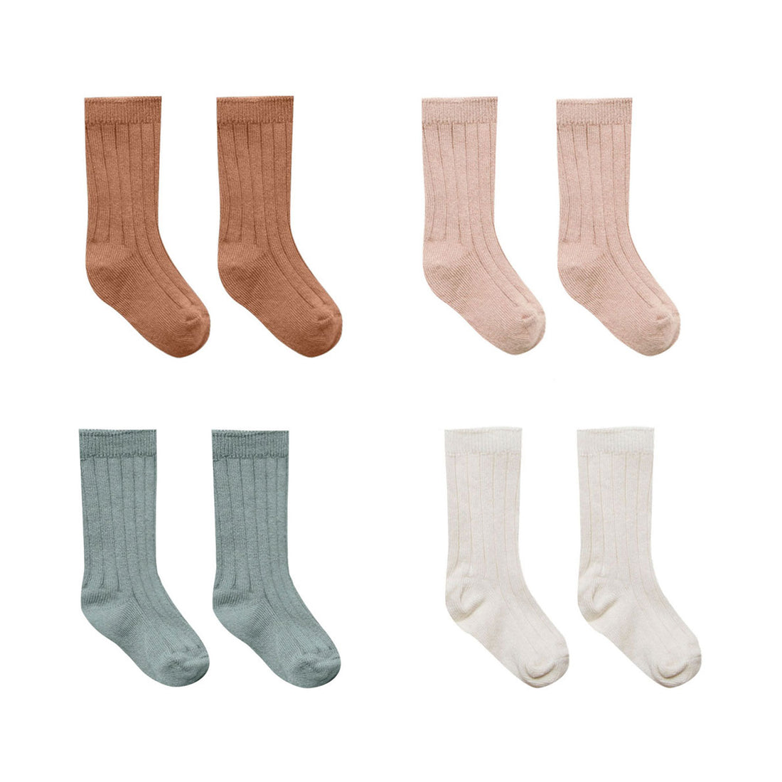 Quincy Mae Ivory + Ocean + Petal + Rust Baby Socks