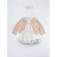Louisiella Baby Ceia Knit Cardigan  Pink Beige