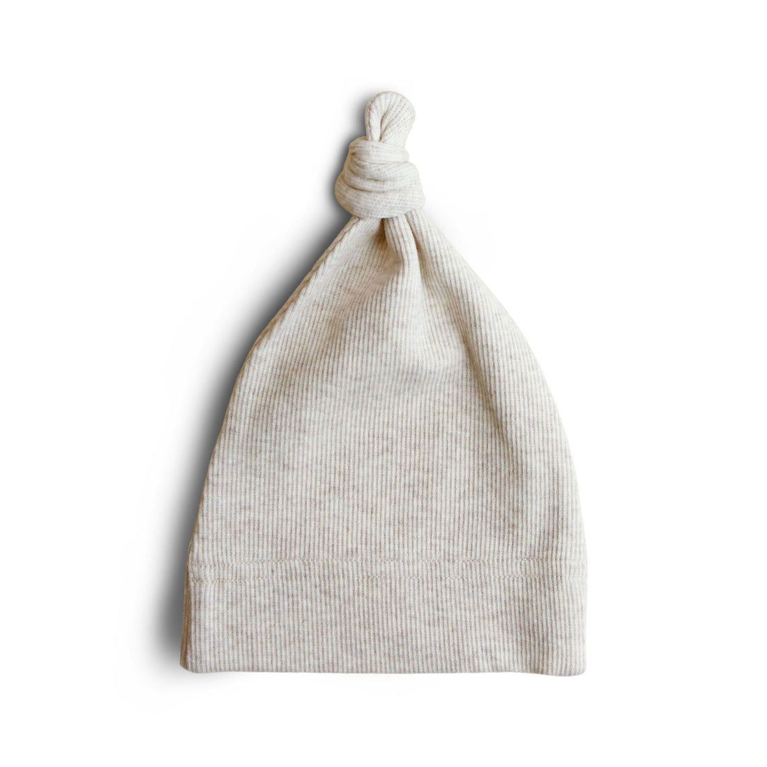 Mushie Ribbed Baby Beanie- Beige Melange