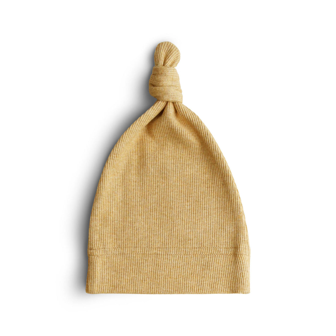 Mushie Ribbed Baby Beanie- Mustard Melange