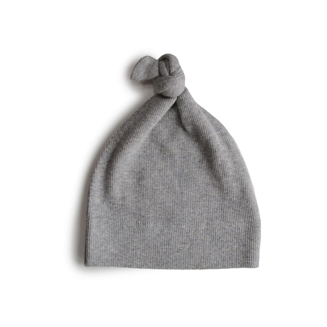 Mushie Ribbed Baby Beanie- Grey Melange