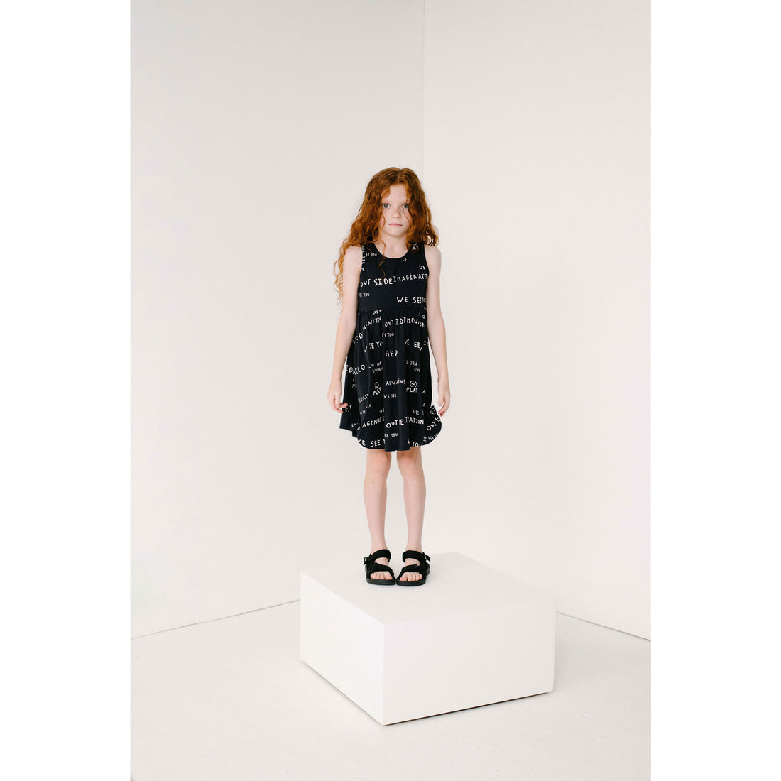 Beau Loves Black Journal Text Allover Iggy Dress