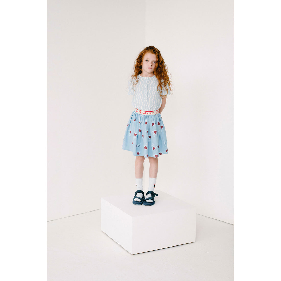 Beau Loves Sky Blue Wiggle Print Button T-Shirt