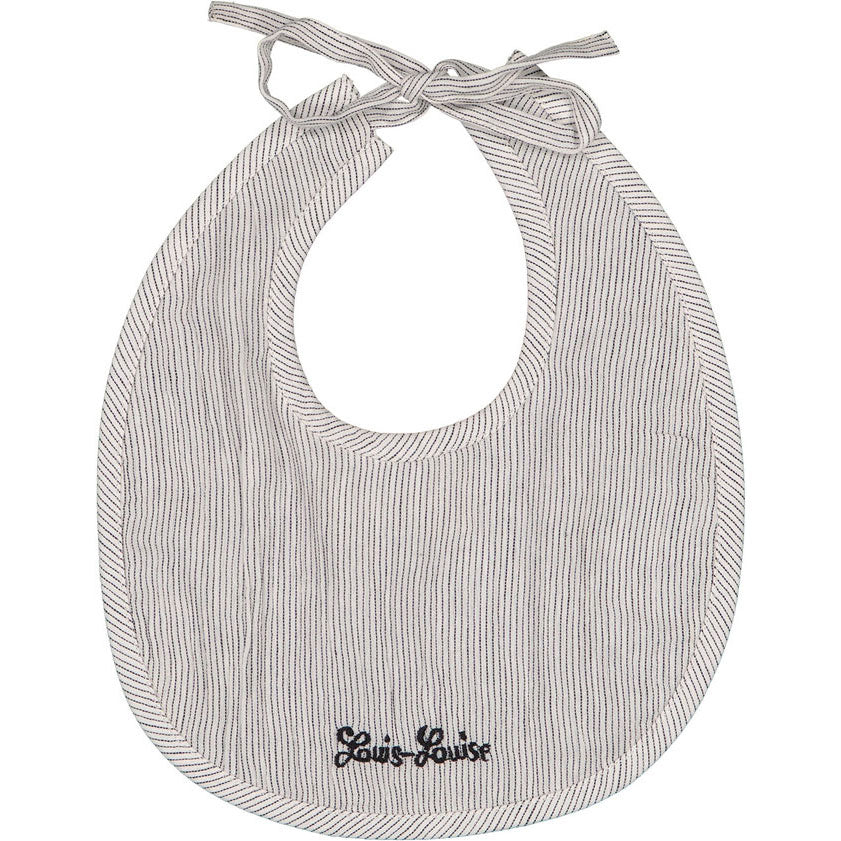 Louis Louise Black/White Cotton Stripe Bulle Bib