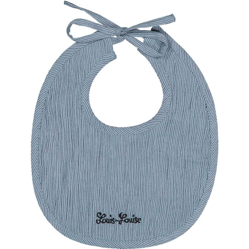 Louis Louise Black/Blue Cotton Stripe Bulle Bib