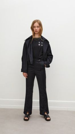 Les Coyotes De Paris Navy Cropped Double Breasted Jacket