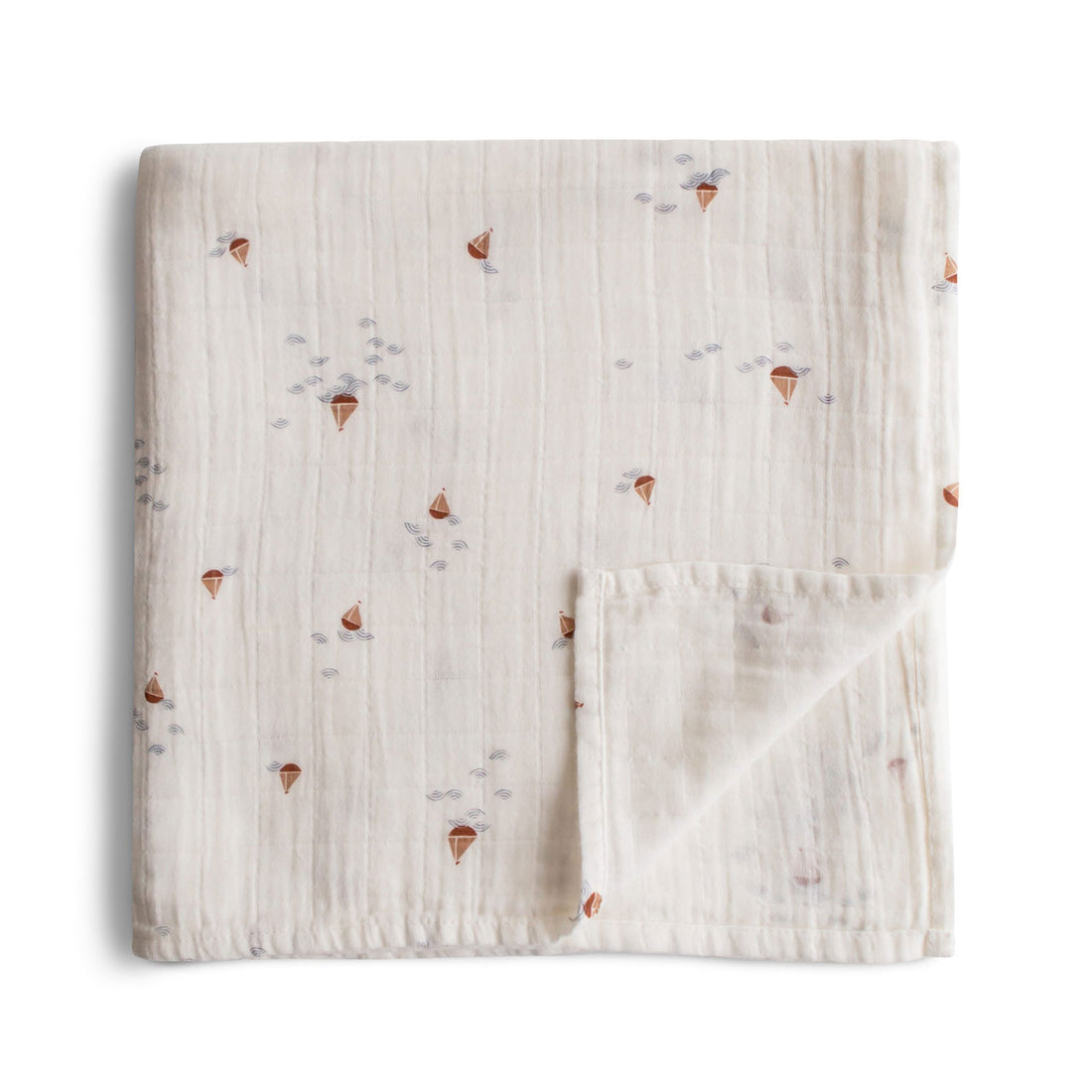Mushie Muslin Swaddle Blanket Organic Cotton - Boats