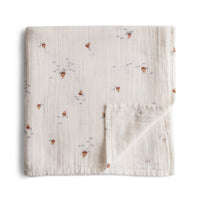 Mushie Muslin Swaddle Blanket Organic Cotton - Boats