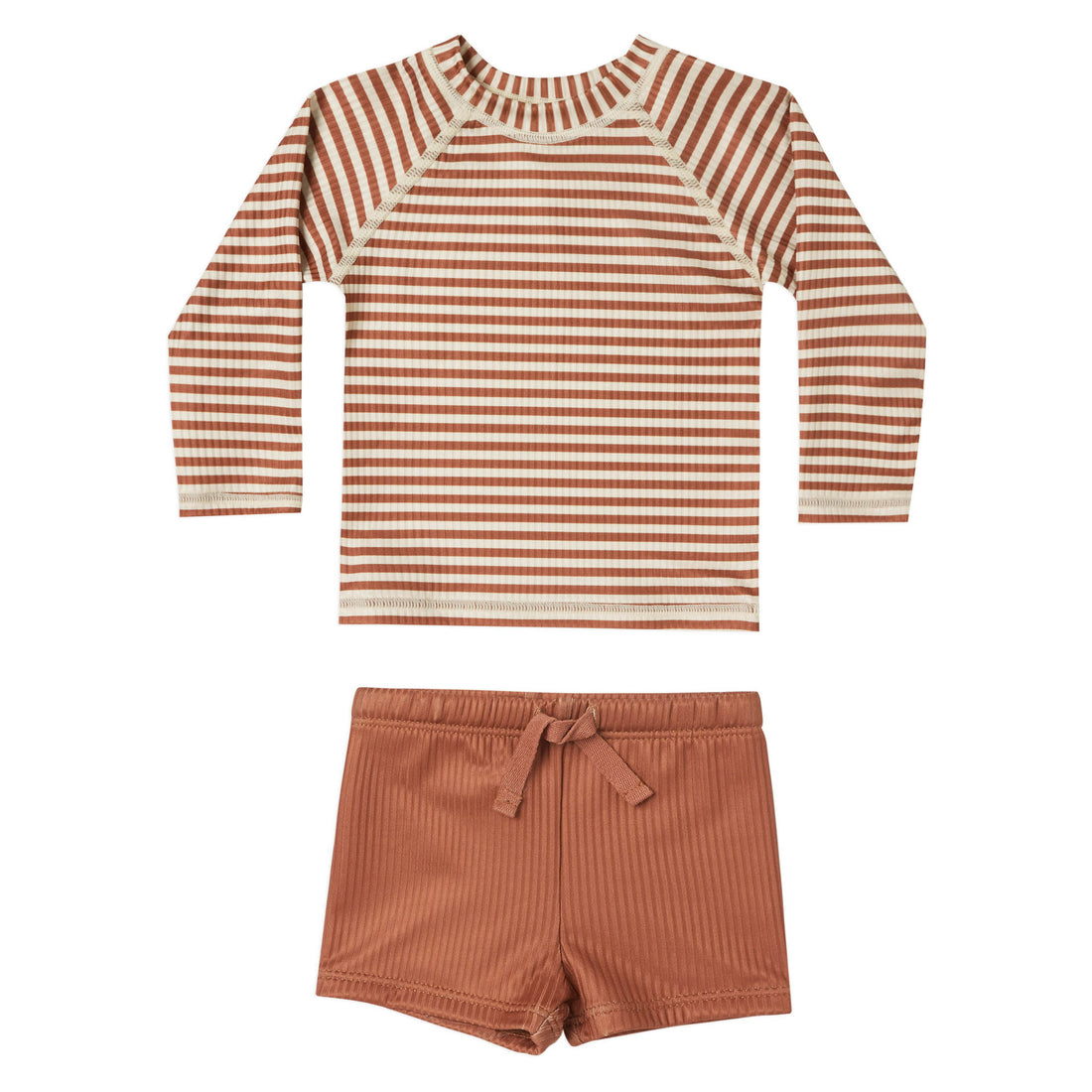 Rylee and Cru Rashguard Boys Set | Rust Stripe