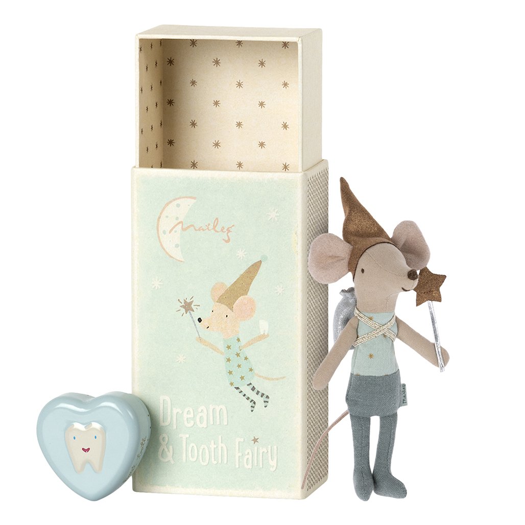 Maileg Tooth Fairy Mouse In Matchbox - Blue