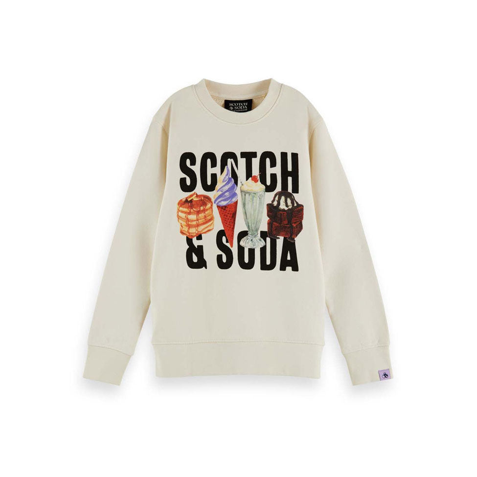 Scotch Shrunk Ecru Artwork Crewneck Sweater