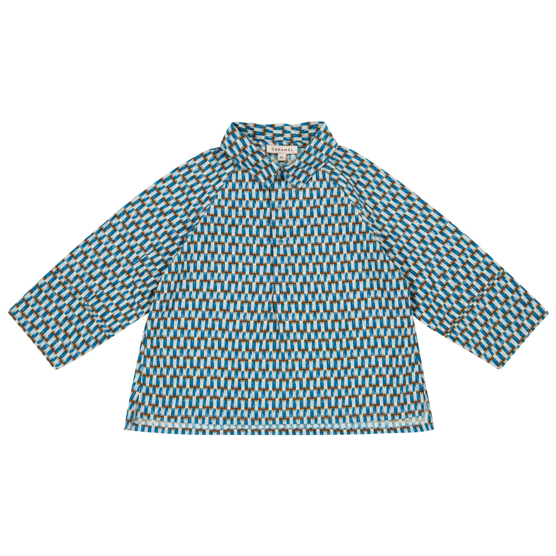 Caramel Blue Geo Print Burdock Shirt