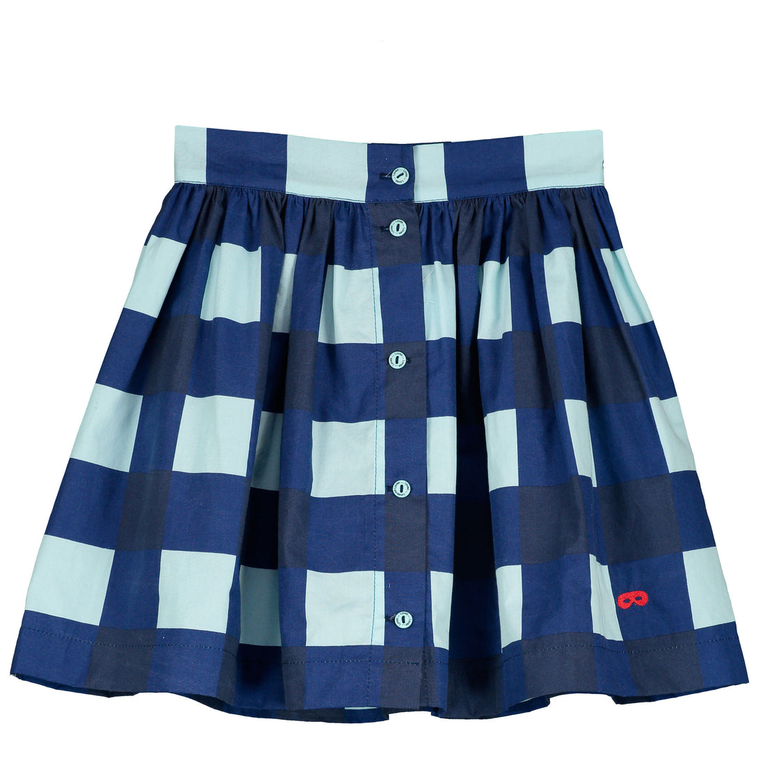 Beau Loves Navy Gingham Button Skirt