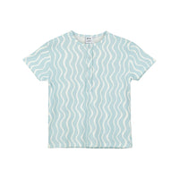 Beau Loves Sky Blue Wiggle Print Button T-Shirt