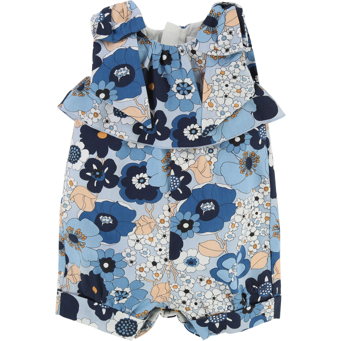 Chloe Marine Floral Knot Ties Romper