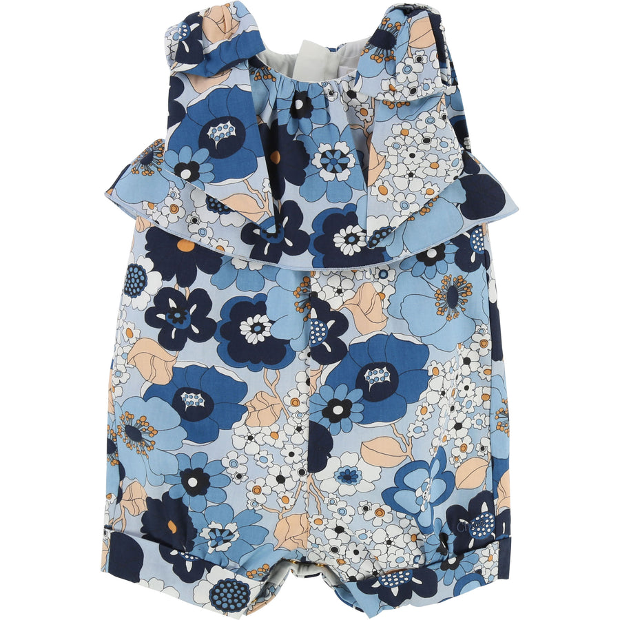 Chloe Marine Floral Knot Ties Romper