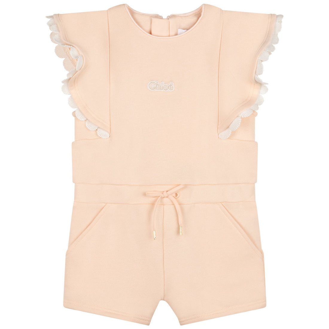 Chloe Peach Fleece Waisted Romper