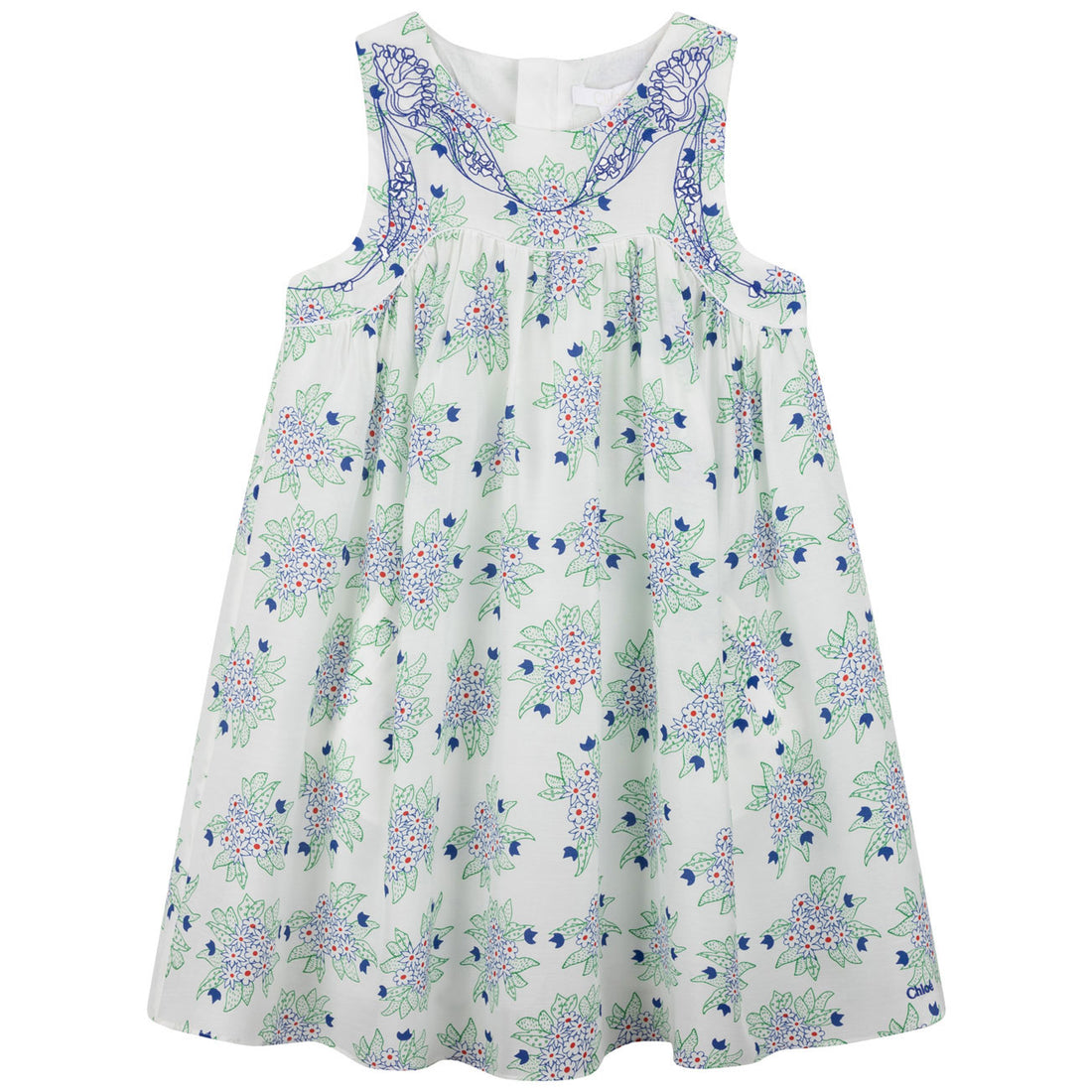 Chloe Blue/Green Floral Silk Dress