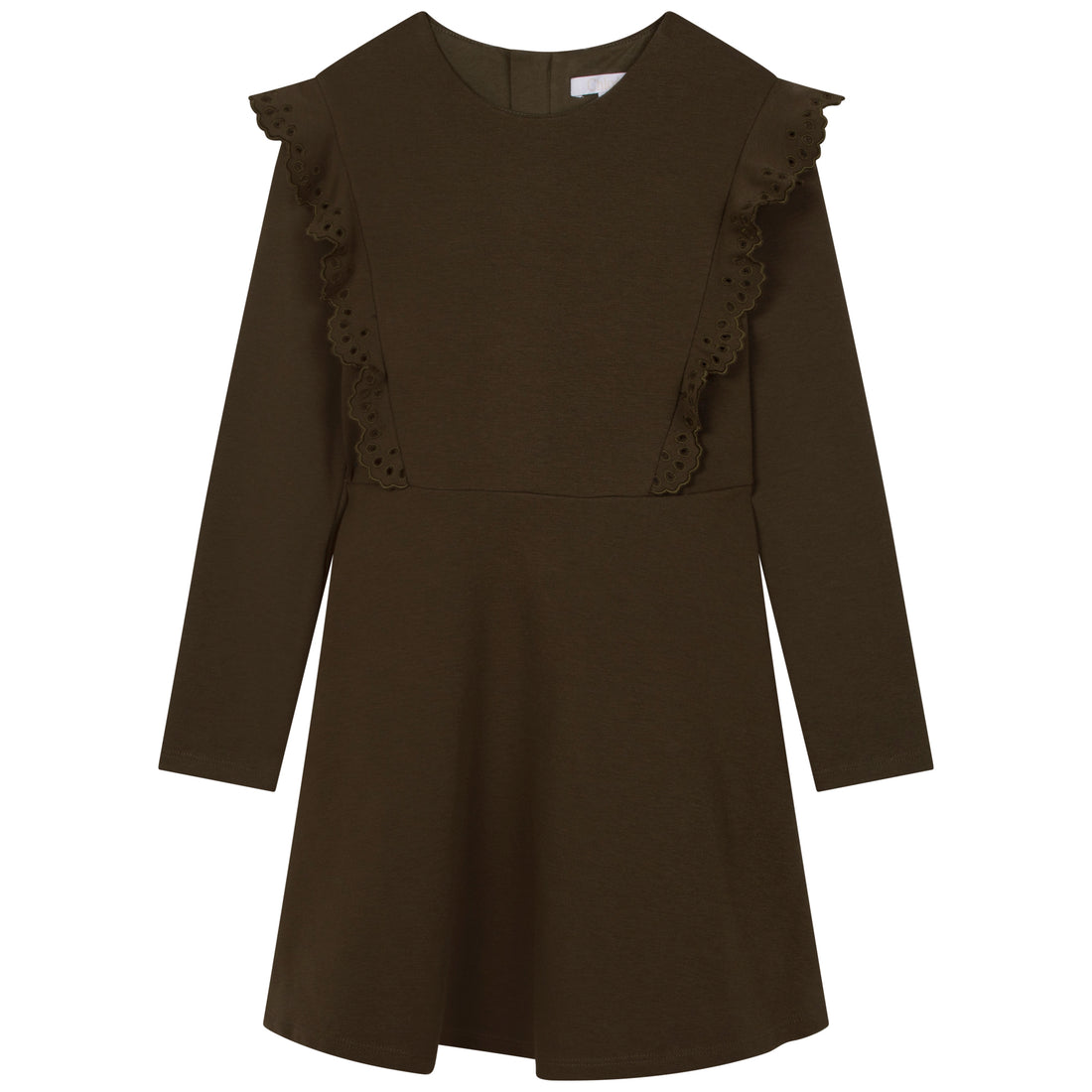 Chloe Dark Green Milano Flounce Dress