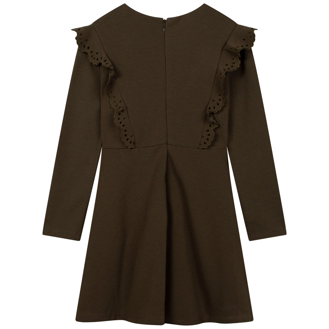 Chloe Dark Green Milano Flounce Dress