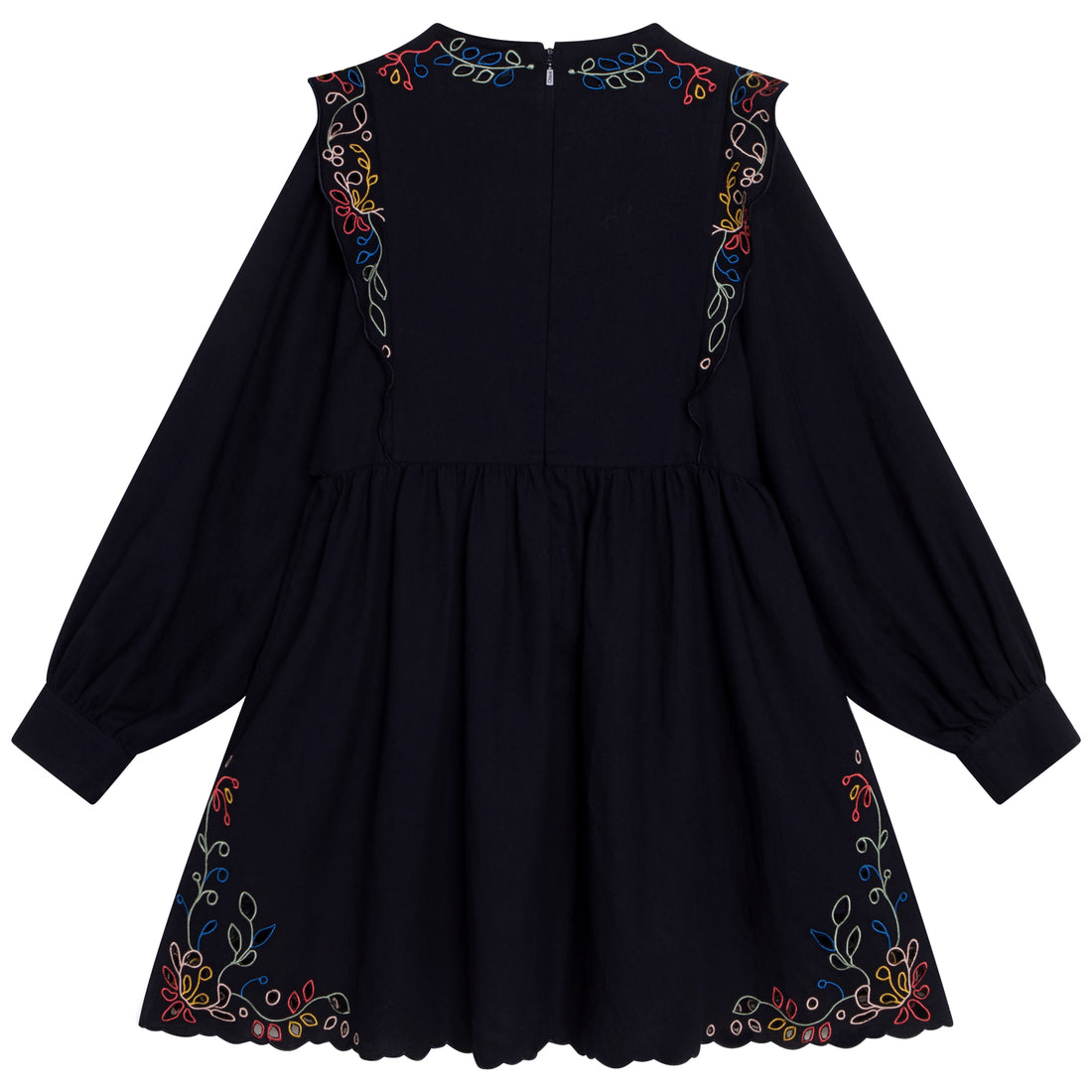 Chloe Navy Embroidered Twill Mini Me Dress