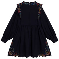 Chloe Navy Embroidered Twill Mini Me Dress