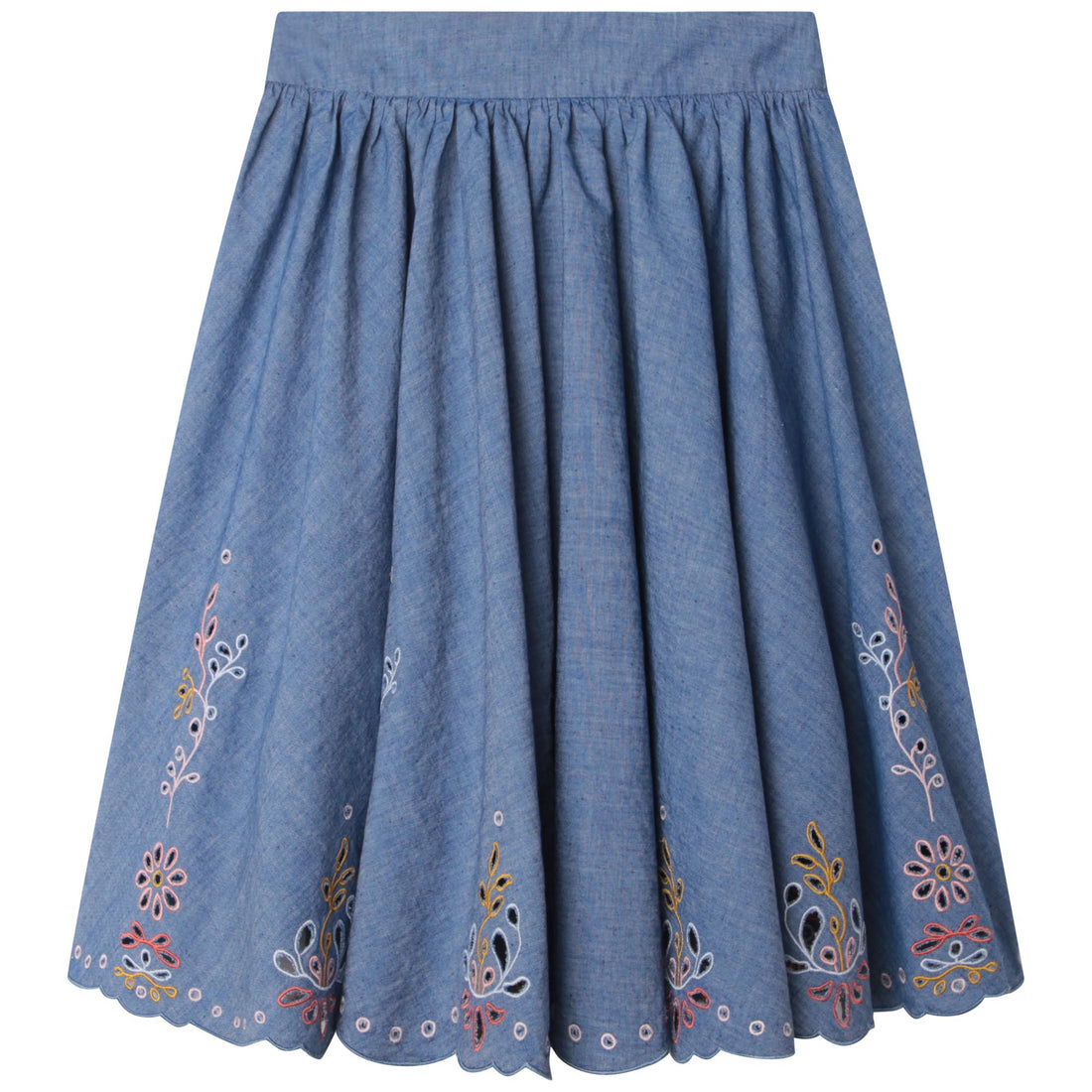 Chloe Denim Embroidered Skirt