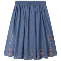 Chloe Denim Embroidered Skirt