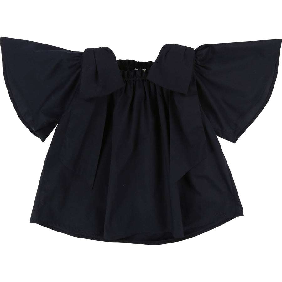 Chloe Navy Shoulder Ties Blouse
