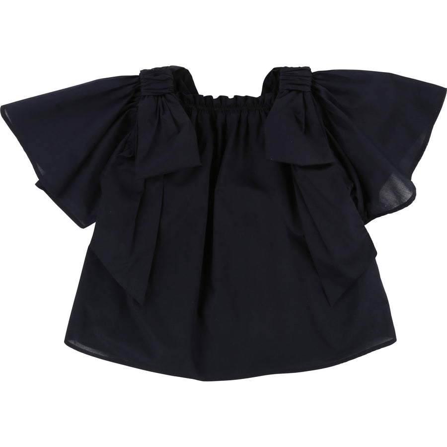 Chloe Navy Shoulder Ties Blouse