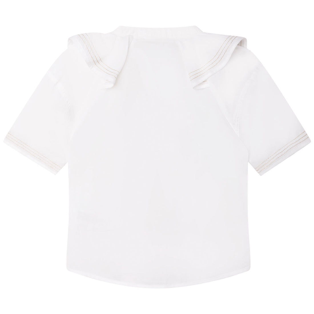 Chloe Off White Percale Topstitch Blouse