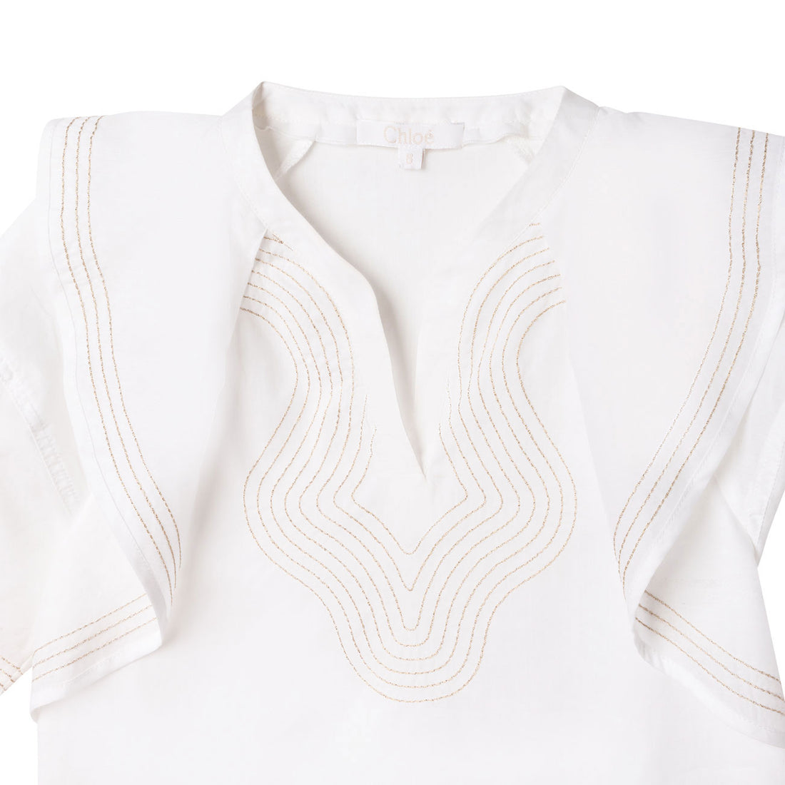 Chloe Off White Percale Topstitch Blouse