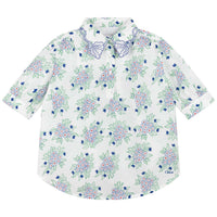 Chloe Blue/Green Floral Silk Blouse