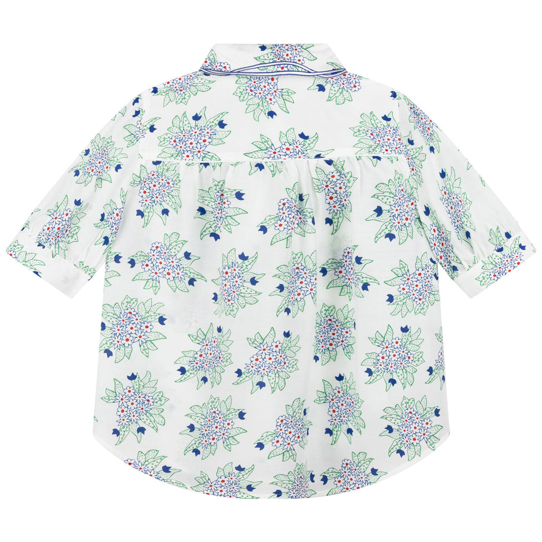 Chloe Blue/Green Floral Silk Blouse