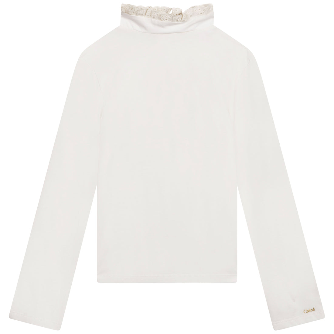 Chloe Off White Thin Mock Neck Tee