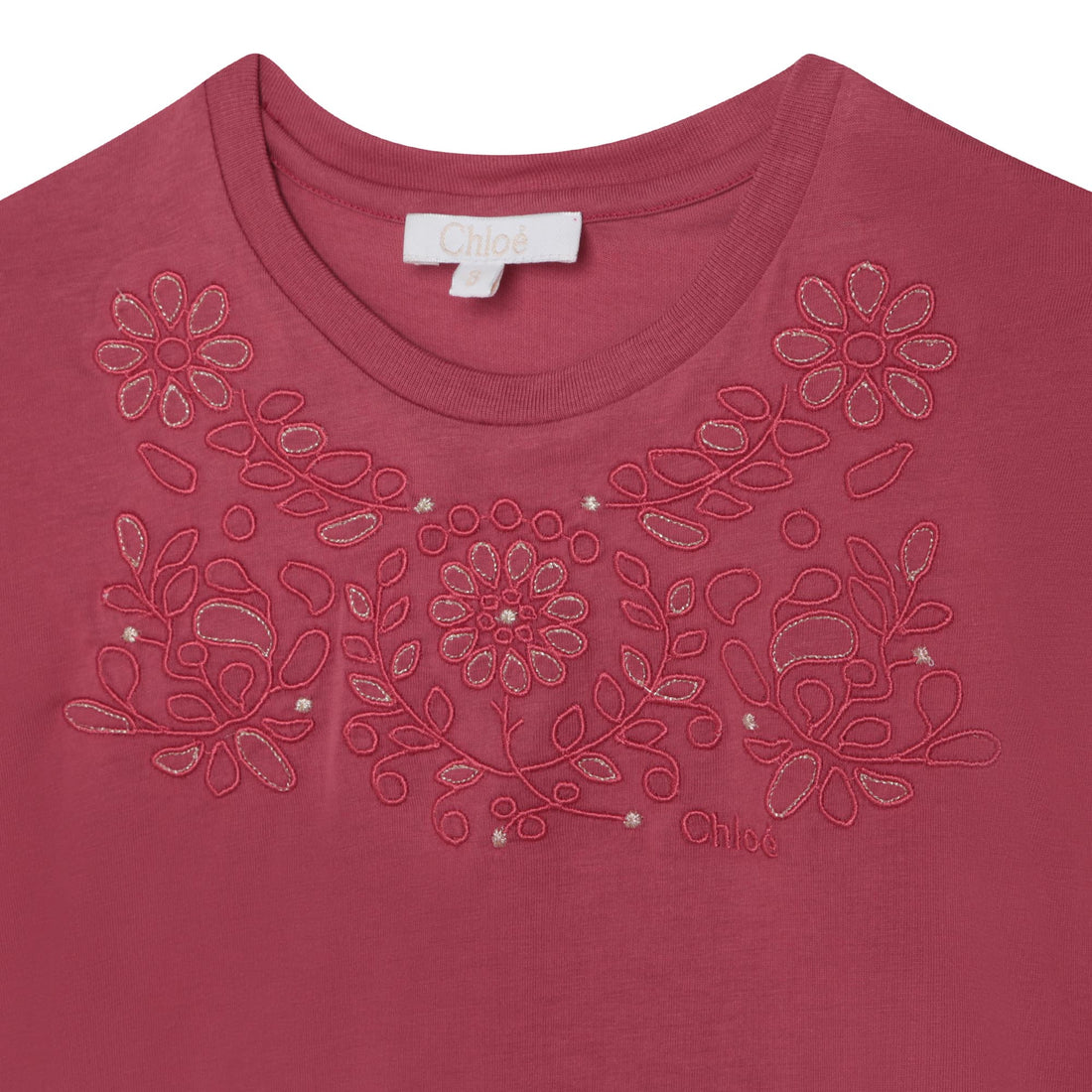 Chloe Pink Embroidered Long Sleeve Tee