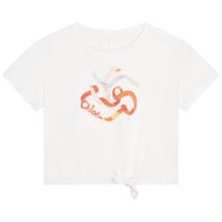 Chloe Offwhite Short Sleeves Graphic Tee-Shirt