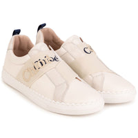 Chloe Beige Logo Strap Sneakers