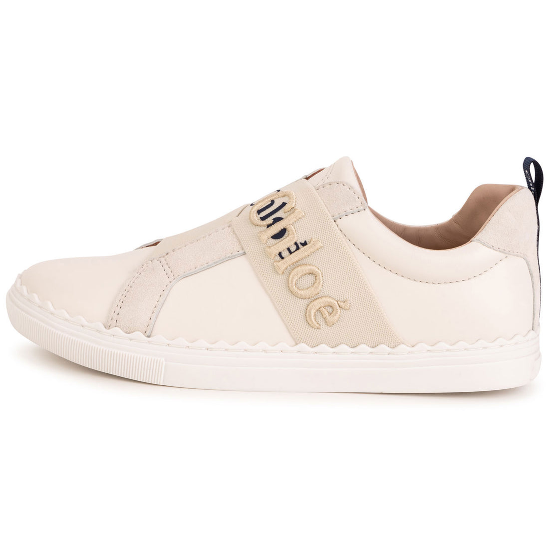 Chloe Beige Logo Strap Sneakers