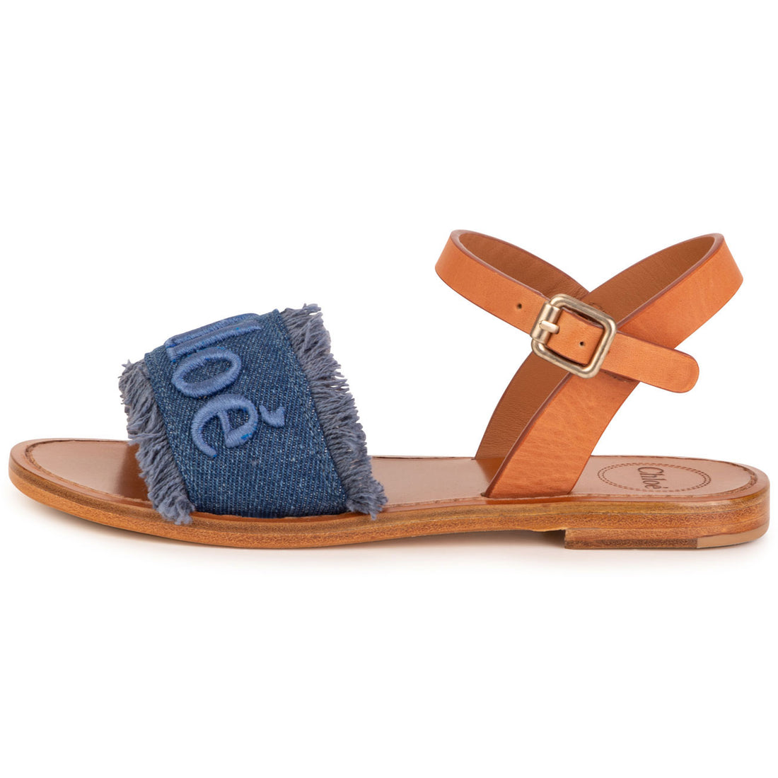 Chloe Denim Logo Sandals