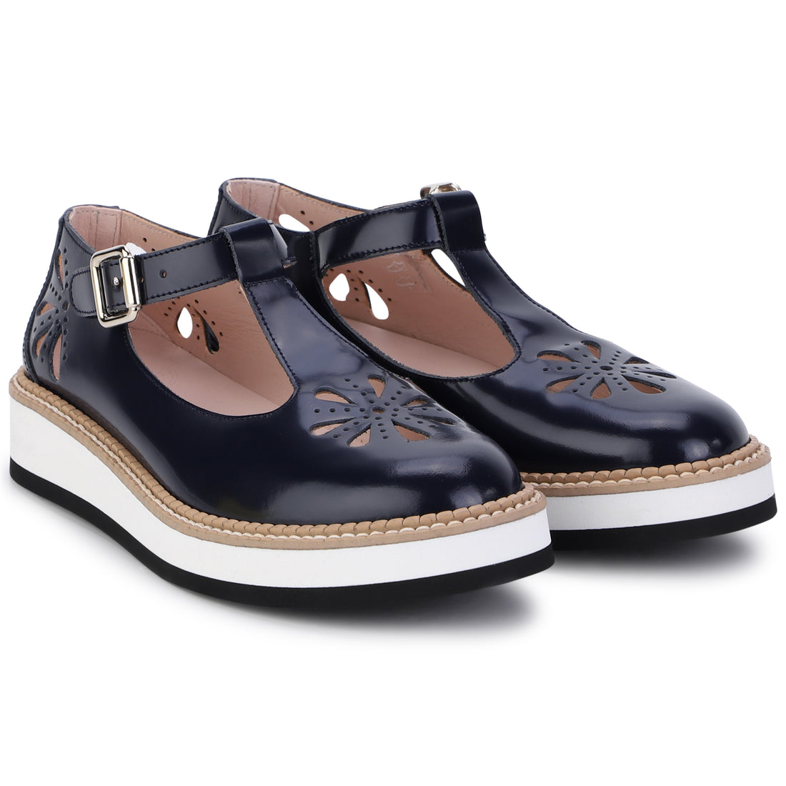 Chloe Navy Mini Me Leather Derbies
